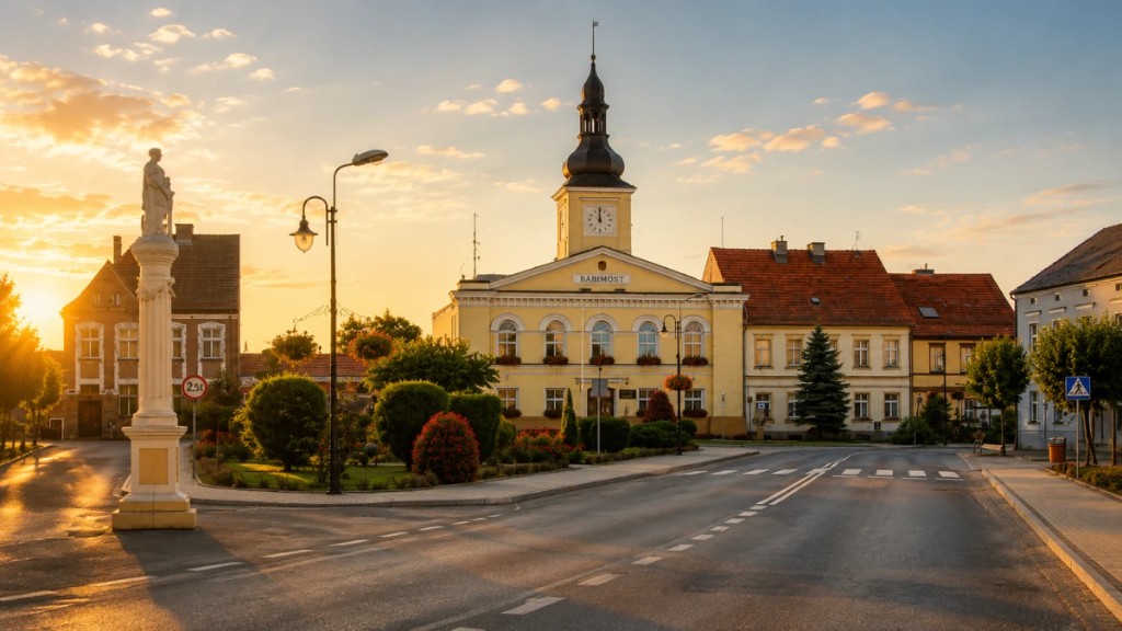 Rynek i ratusz miejski w Babimoście